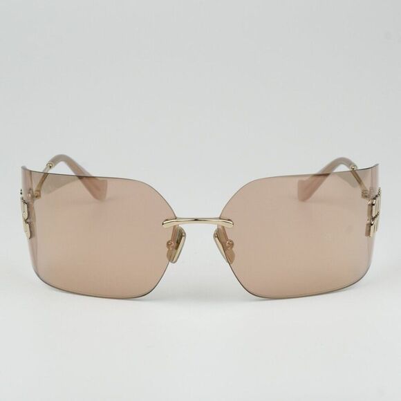 NEW Miu Miu MU54YS ZVN20F Gold Pink Mirror Wraparound Rimless Women Sunglasses main image 15